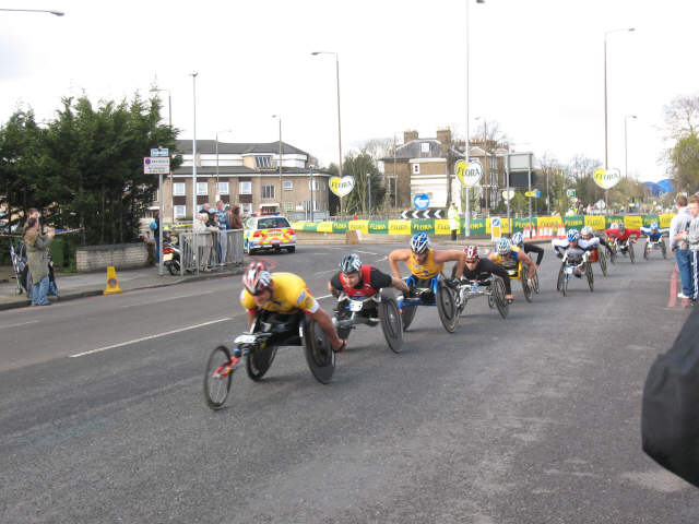 File:London Marathon at Shooters Hill - wheelchairs - geograph.org.uk - 761541.jpg