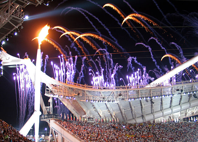 File:Olympic flame at opening ceremony.jpg