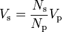 V_\text{s} = \frac{N_\text{s}}{N_\text{p}} V_\text{p}