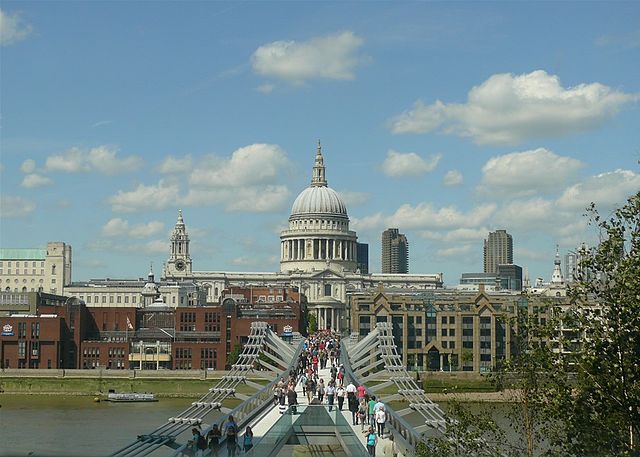 File:London St Pauls Cathedral with Millennium Bridge.jpg