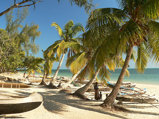 File:Beach in Madagascar with pirogues and palm trees.jpg