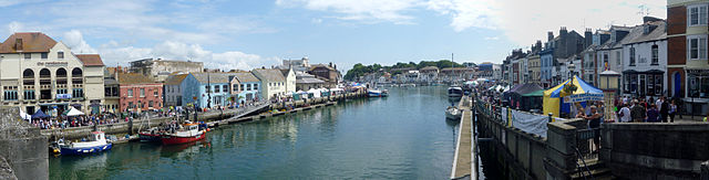 File:Dorset seafood festival in Weymouth from Town bridge panorama.jpg
