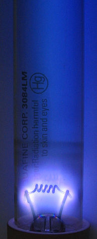 File:Germicidal UV discharge tube glow.jpg