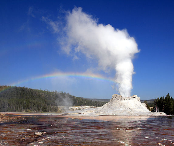 File:Steam Phase eruption of Castle geyser with double rainbow.jpg