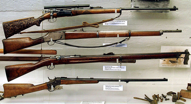 File:Krag-J&oslash;rgensen, Krag-Petersson, Jarman M1884 and Remington M1867.jpg
