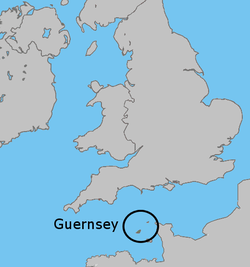 Location of Guernsey (States of Guernsey within circle)