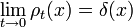 \lim_{t\rightarrow 0} \rho_t(x) = \delta(x)
\,
