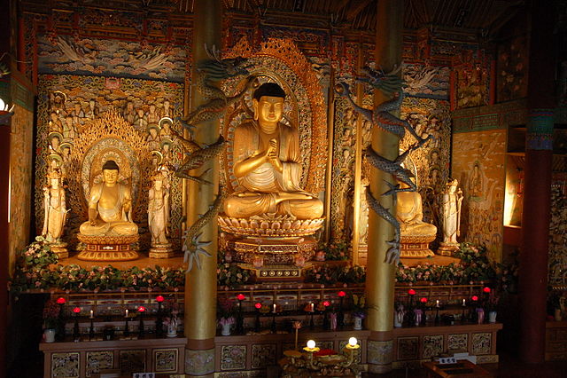 File:Buddha statues in a temple on Jejudo.jpg